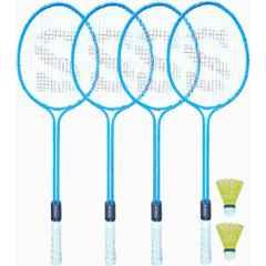 STYRKR Alloy Steel Blue Badminton Racquet Set of 4 Steel Frame with Shuttlecock 2 25 Badminton Kit