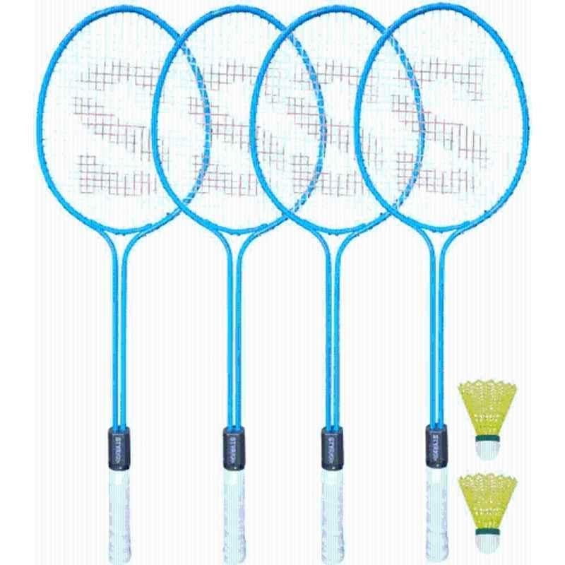 STYRKR Alloy Steel Blue Badminton Racquet Set of 4 Steel Frame with Shuttlecock 2 25 Badminton Kit