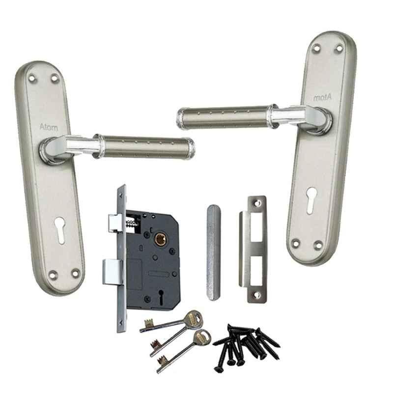 Atom Skoda Stainless Steel Stain Finish Double Stage Mortise Lock Set With 3 Keys