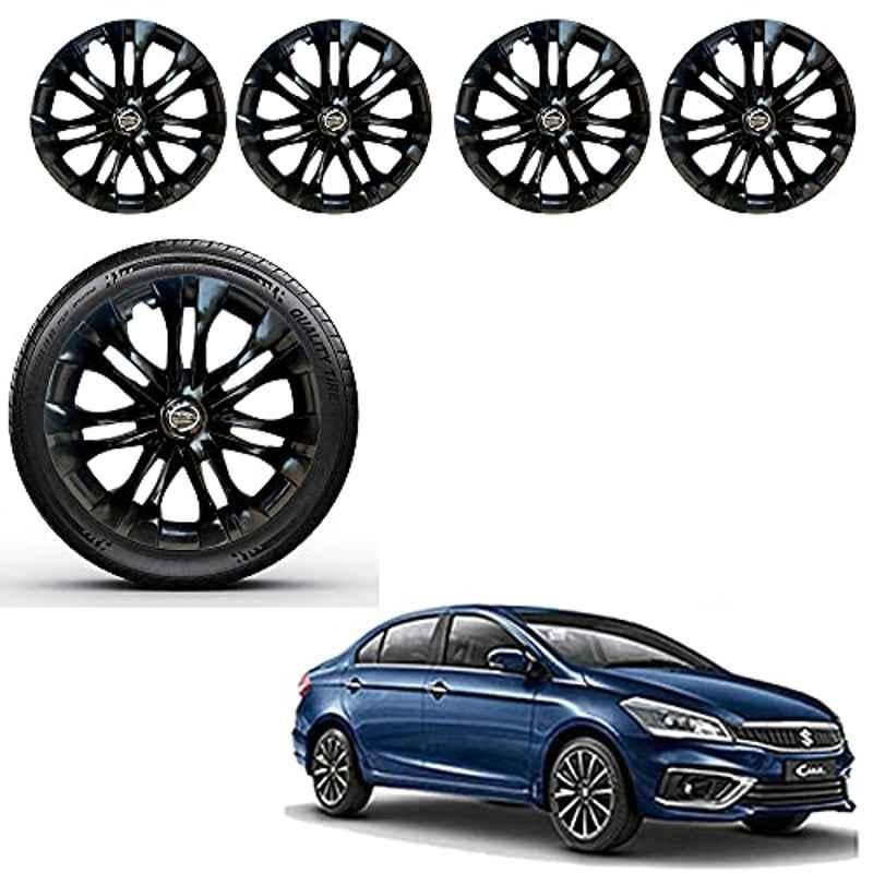 Auto Pearl 4 Pcs 15 inch ABS Black Premium Car Wheel Cover Set for Maruti Suzuki Ciaz 2018, WCBLK19