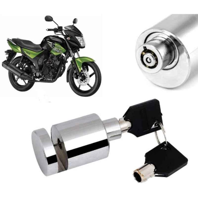 Auto Pearl Stainless Steel Silver Heavy Duty Anti Theft Motorcycle Disc Brake Lock, Lock_536