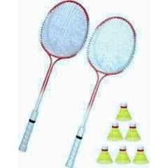 STYRKR Alloy Steel Multicolour 1 pair 2 road badminton Racket with 6 shuttlecocks Badminton Kit