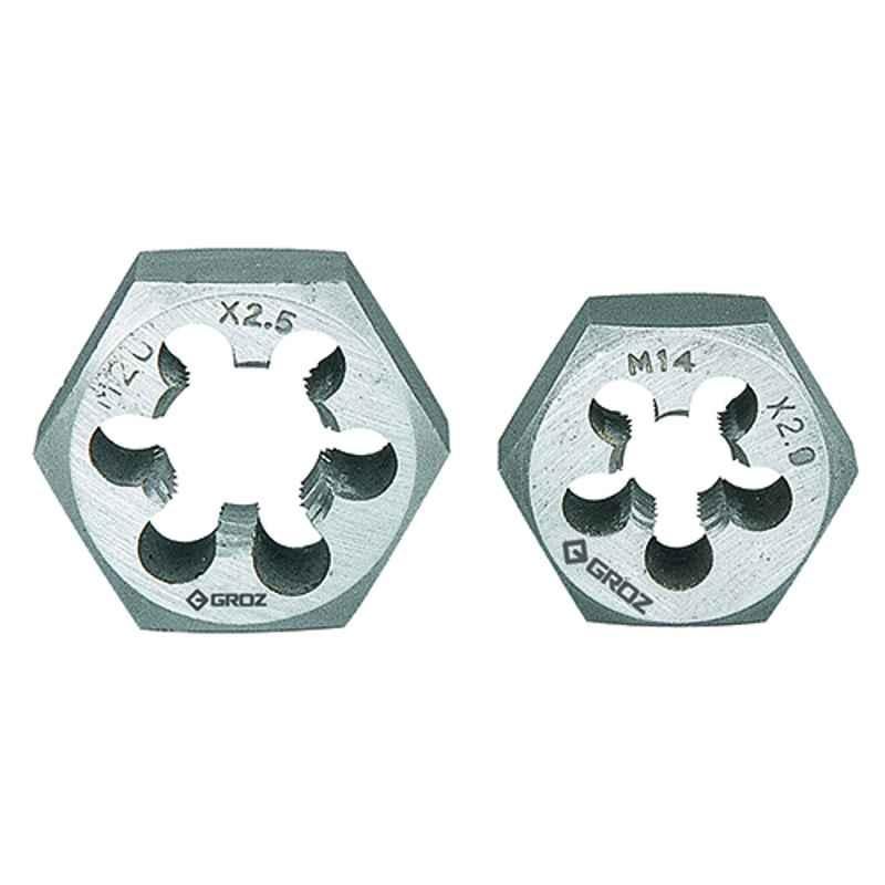 Groz DI/H/BSF/0-2 2x1.3/4 inch BSF Carbon Steel Hexagonal Die, 10621