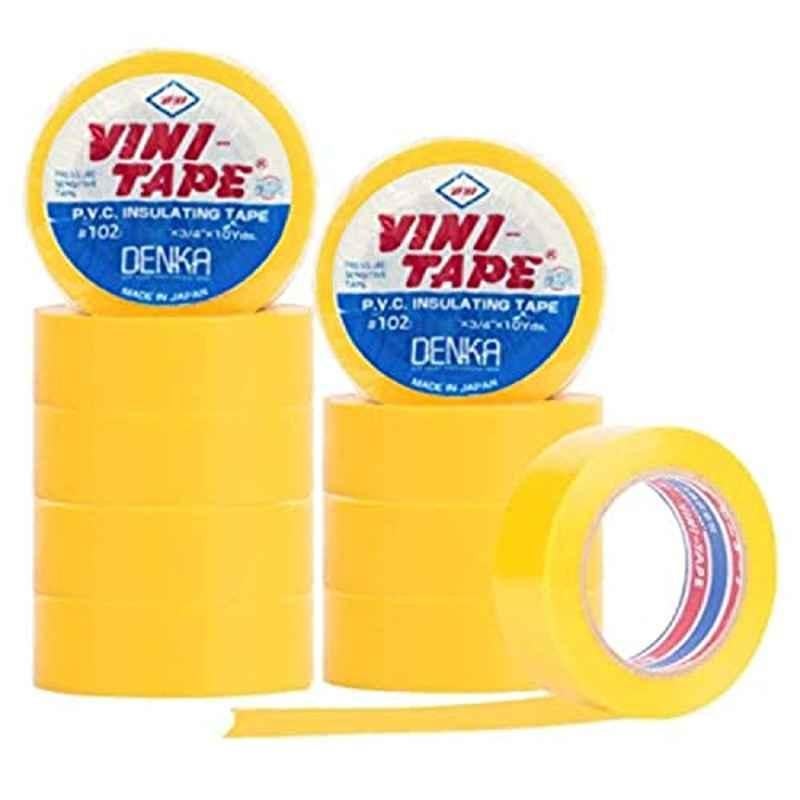 Vini 3/4 inch 10 Yards Yellow Electrical Insulation Tape, 119920 (Pack of 10)