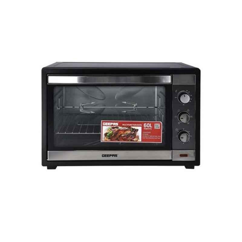 Geepas 60L 2200W Black Electric Oven with Rotisserie, GO4459N