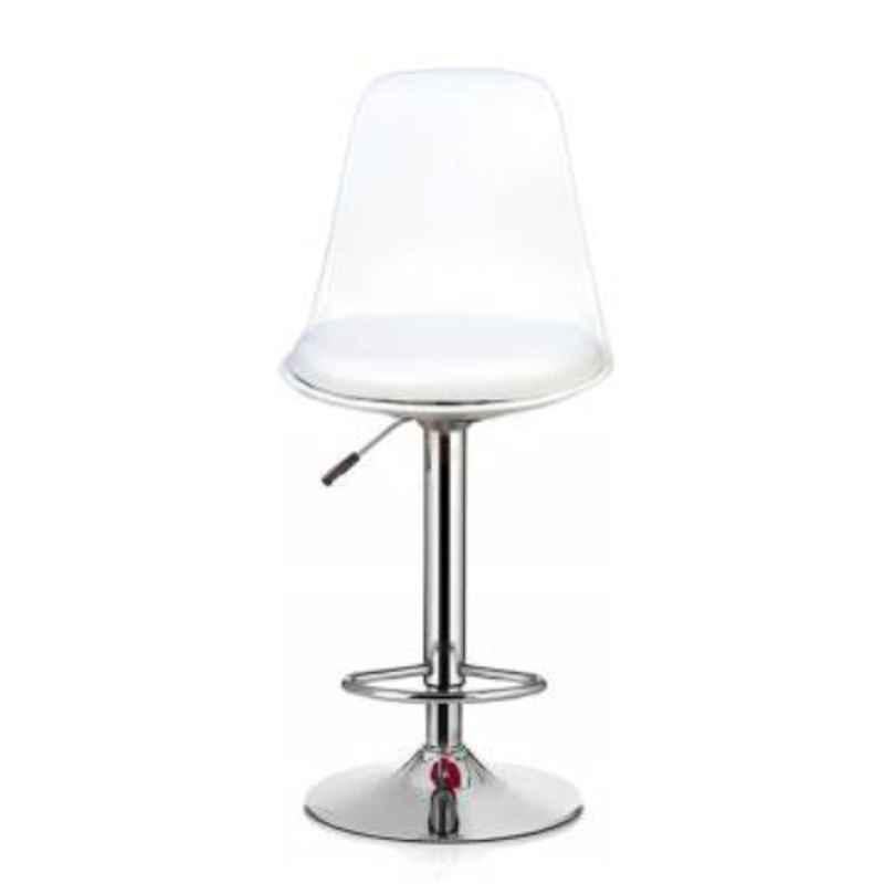 Rajpura White Chrome Base Metal Bar Stool with Footrest
