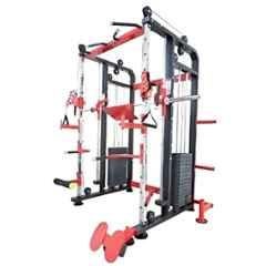 GYM24 Equipment 80kg Capacity Metal Black & Red Multi Functional Trainer Smith Machine with ISI Mark, G24FTS501