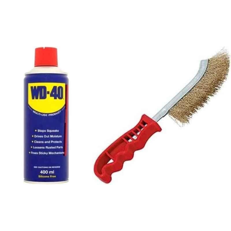 Abbasali Steel Coated Hand Wire Brush With Wd-40 Multi Use Product Spray