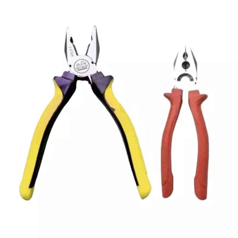 Sky Blue 2 Pcs 8 inch Multicolour 2 Cutting Wire False Piece Lineman Plier Combo, SBE331