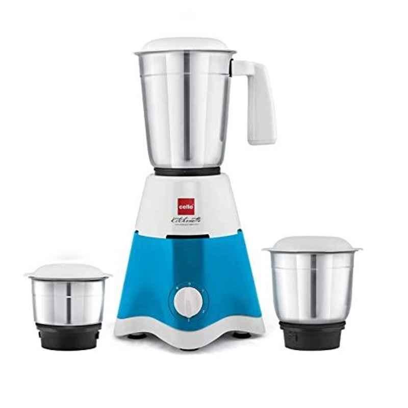 Cello Grind N Mix Twister 500W Blue Mixer Grinder with 3 Jars