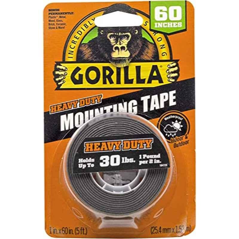 Gorilla 1x60 inch Black Heavy Duty Double Sided Mounting Tape, 6055001