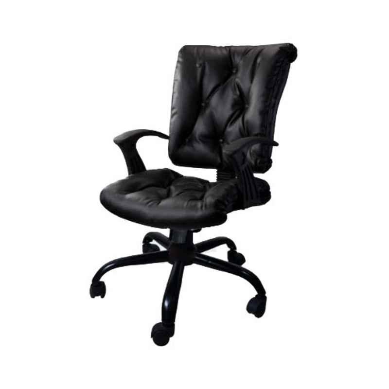 Rose Leather Black Mid Back Office Chair, 120