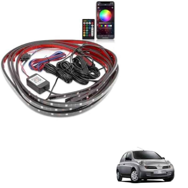 Kozdiko 12V Car Underbody Multicolor LED Strip Light Set with Wireless Remote for Nissan Micra