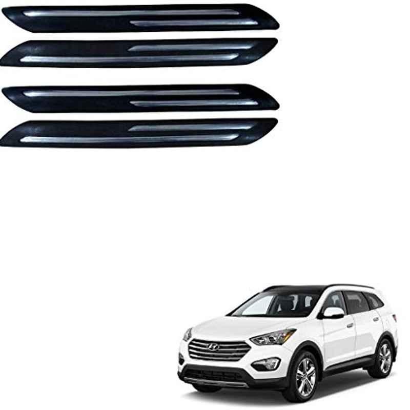 Kozdiko 4 Pcs PVC Black Double Chrome Bumper Protector Set for Hyundai Santafe