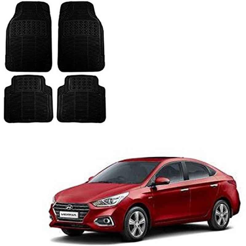 Kozdiko 4 Pcs Rubber Black Car Simple Foot Mat Set for Hyundai Verna Nextgen 2017
