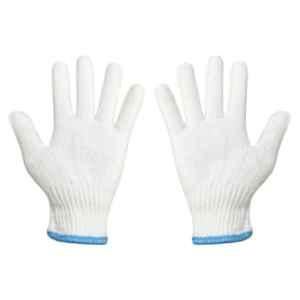 Brala 50g Pure Cotton White Knitted Safety Working Hand Gloves, Size: Medium (Pack of 60)