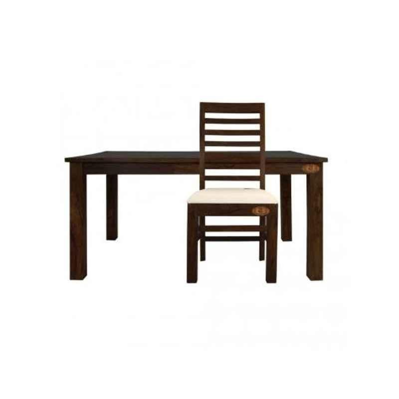 Angel Furniture Rosewood Glossy Finish Dark Brown Rectangular Dining Table with 4 Pcs Chair Set, AF-155W