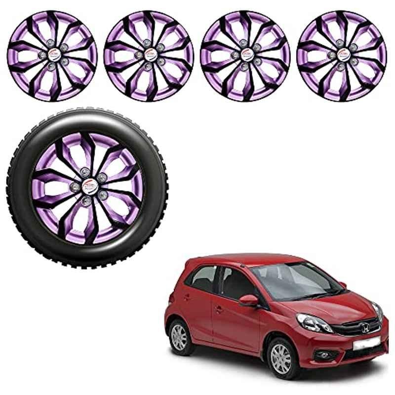 Auto Pearl 4 Pcs 14 inch ABS Black & Violet Car Wheel Cover Set for Honda Brio