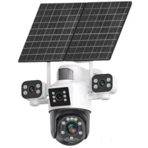 Power Pixel 20MP 8K UHD Four Lens 4G Sim PTZ Solar Camera with Four Views, PIR, Human Detection, Voice Intercom & Inbuilt Battery