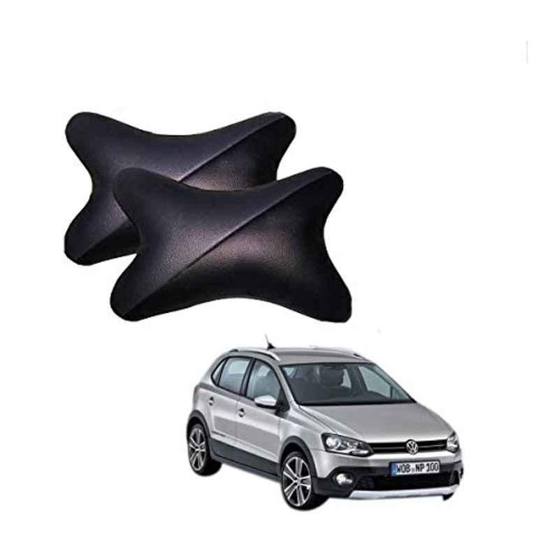 Kozdiko 2 Pcs Memory Foam Grey & Black Car Neck Rest Cushion Pillow Set for Volkswagen Polo Cross