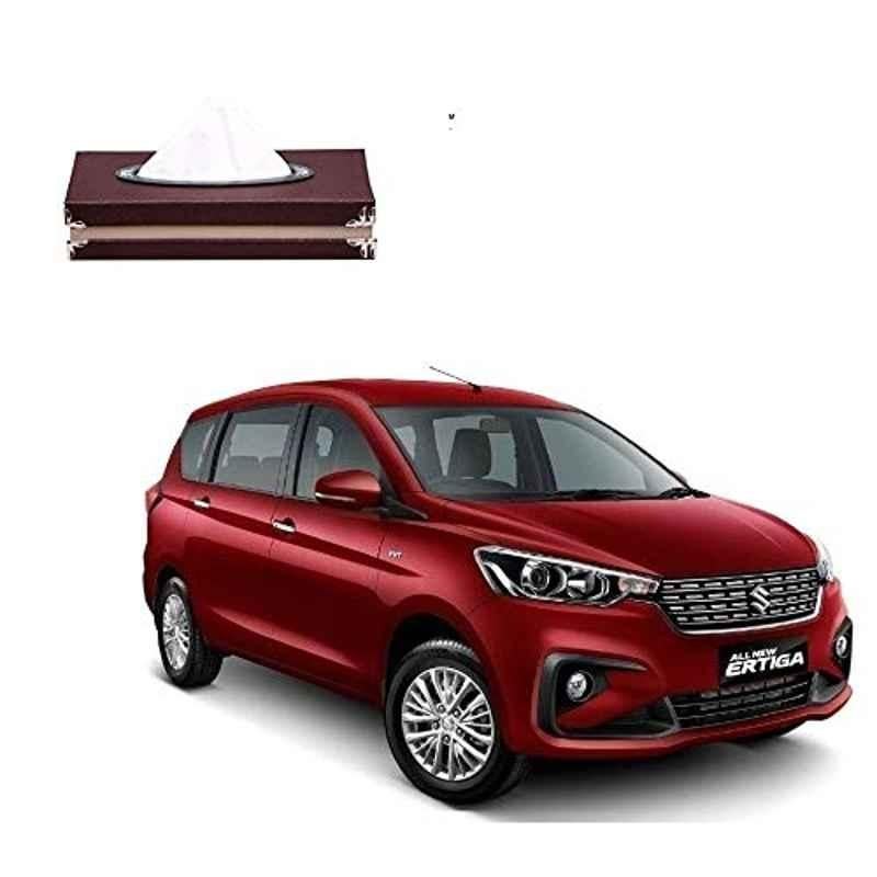 Kozdiko 100 Pulls PU Leather Brown Car Tissue Paper Box with 200 Sheets for Maruti Suzuki Ertiga Nov 2018-Present