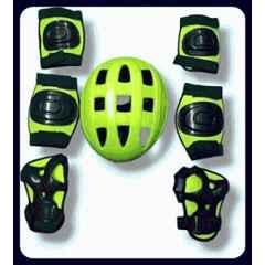 STYRKR Plastic & EVA Foam Green Protective Guard Cycling Set 7-in-1 Medium Size 11-15 Year Cycling Helmet Kit Cycling KitKIT-825