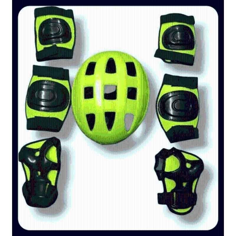 STYRKR Plastic & EVA Foam Green Protective Guard Cycling Set 7-in-1 Medium Size 11-15 Year Cycling Helmet Kit Cycling KitKIT-825