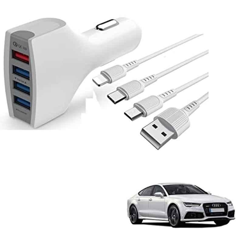 Kozdiko 4 Port USB Car Charger with 3 in 1 Cable for Audi A7