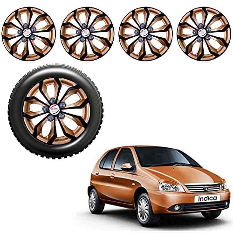 Auto Pearl 4 Pcs 13 inch ABS Golden & Black Car Wheel Cover Set for Tata Indica