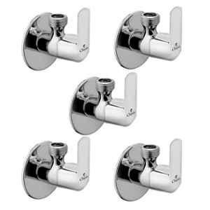 Cliquin Cubix Brass Silver Chrome Wall Mounted Angle Valve for Bathroom & Kitchen (Pack of 5)