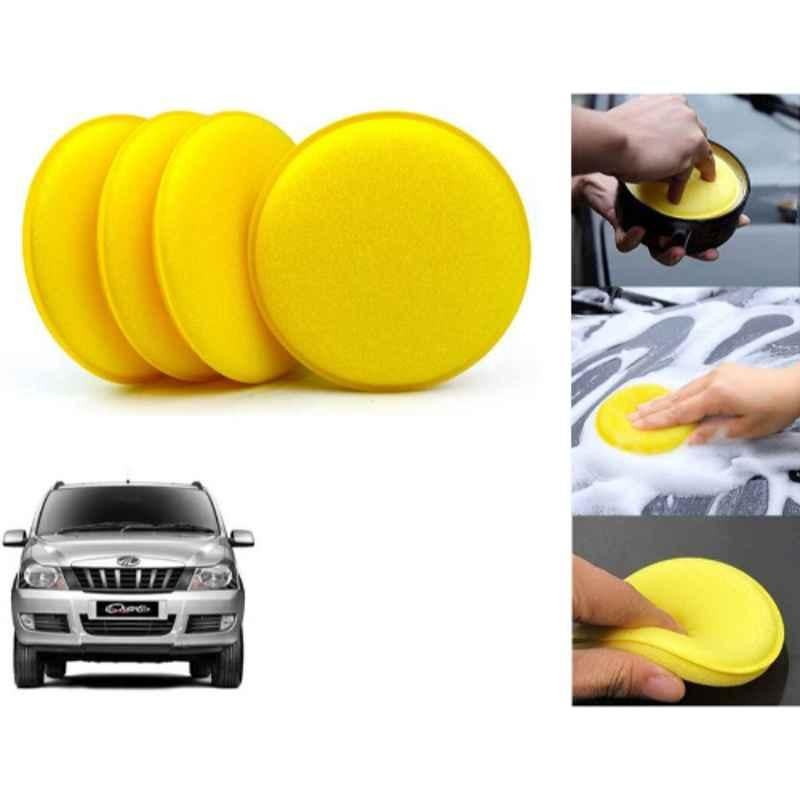 Auto Pearl Polyurethane Beige Washing & Waxing Polish Foam Sponge for Quanto (Pack of 4)