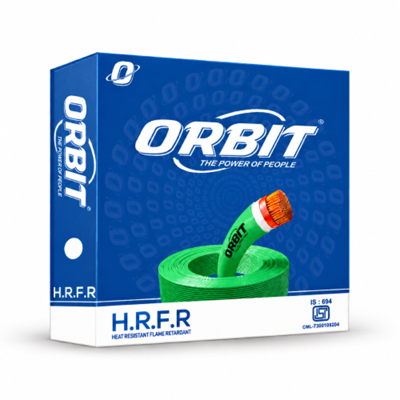 Orbit 0.75 Sqmm 1 Core Green Copper HRFR PVC Insulated Industrial Cable, Length: 90 m