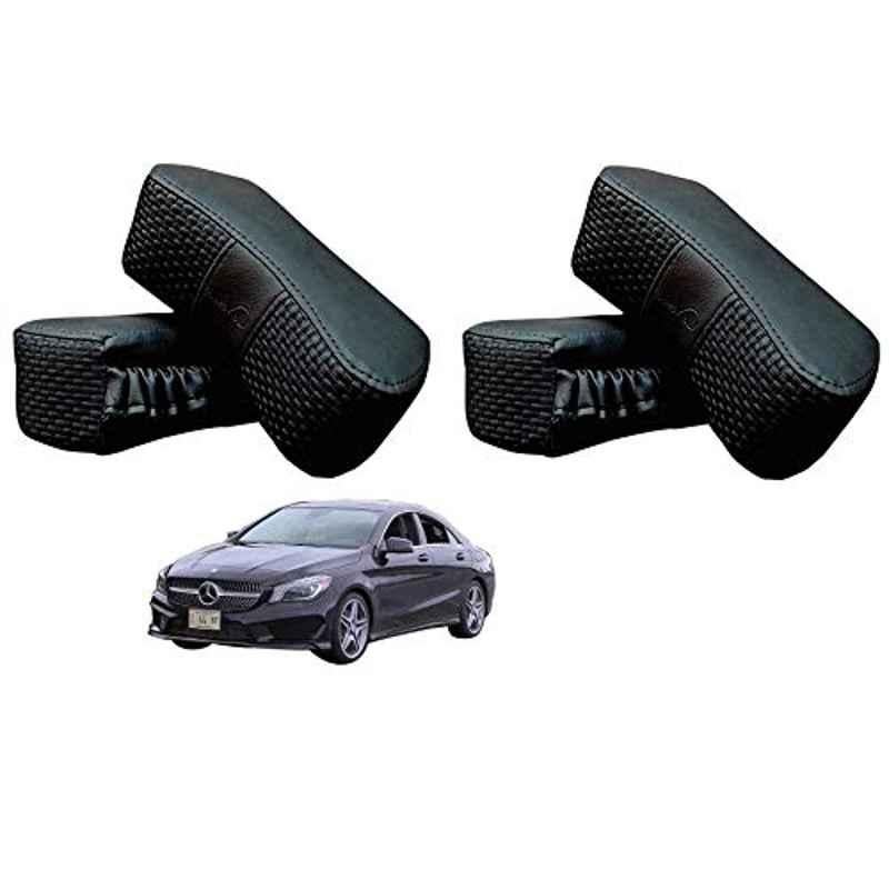 Kozdiko 4 Pcs CV Designer Black Leatherite Neck Rest Car Cushion Pillow Set for Mercedes Benz CLA-Class