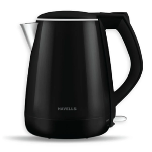 Havells Aqua Plus 1.2 Litre 1250W Stainless Steel Black Electric Kettle, GHBKTATK125