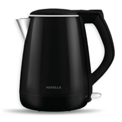 Havells Aqua Plus 1.2 Litre 1250W Stainless Steel Black Electric Kettle, GHBKTATK125