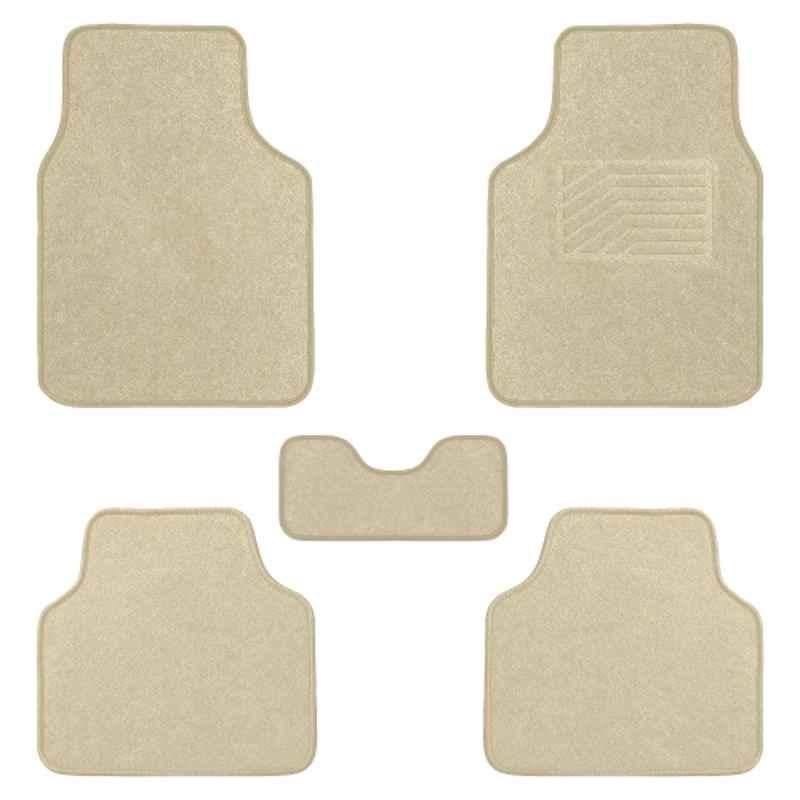Kingsway Executive 5 Pcs Anti Slip Universal Fit Suede Beige Car Floor Mat Set for All 5 Seater Car Models