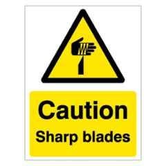 SUNSIGNS 900x457mm Vinyl & Acrylic Sandwich Caution Sharp Blades Signage, SN0047VNLM1HPIDAW