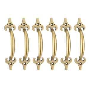 Mix & Match Art Deco 6 inch Cast Iron Brass Antique Finish Cabinet Pull Handle for Wardrobe, Cupboard & Window (Pack of 6)
