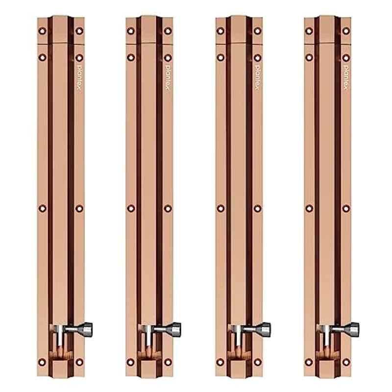 Plantex Stainless Steel 12 inch Tower Bolt/Tower Bolt for Home, Offices Doors and Windows/Tower Bolt for Main Door/Door Latch/Kundi/Chitakini/Door Latch for Windows (Rose Gold, Pack of 4)