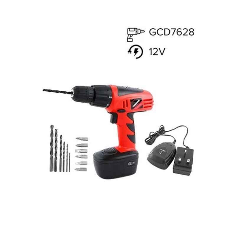 Geepas 10mm Black & Red Cordless Electric Drill Machine, GCD7628