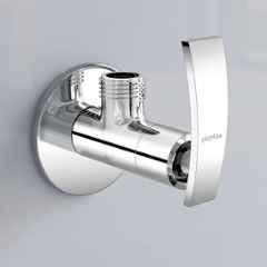 Plantex Pure Brass Angle Valve for Bathroom/Single Lever Angle Cock/Stop Cock with Wall Flange/Kitchen and Bathroom Accessories ZUR-1504, Chrome