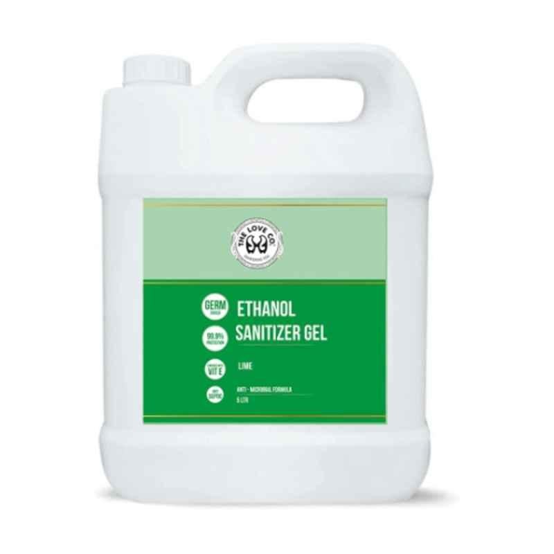 The Love Co. 2113 5L Lime Instant Hand Sanitizer Gel with 70% Alcohol Based, Aloe Vera, Tulsi & Neem Extracts