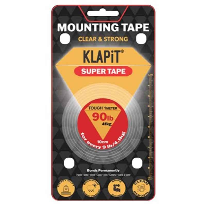 Klapit 1m 41kg Acrylic Clear Double Sided Heavy Duty Mounting Tape