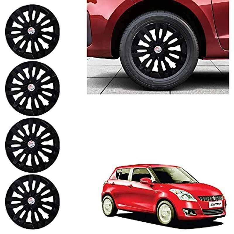 Auto Pearl 4 Pcs 14 inch ABS Black Wheel Cover Set for Maruti Suzuki Swift T-3