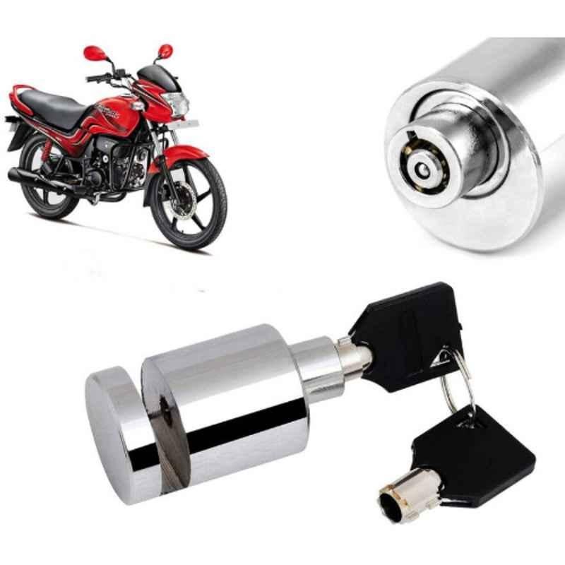 Auto Pearl Stainless Steel Silver Heavy Duty Anti Theft Motorcycle Disc Brake Lock, Lock-170