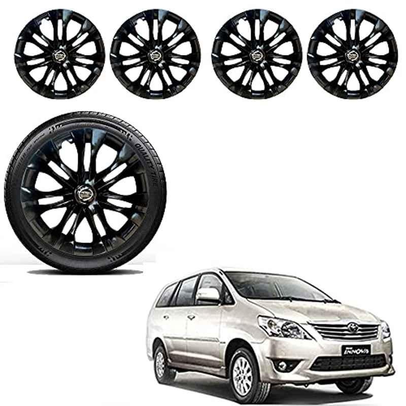 Auto Pearl 4 Pcs 15 inch ABS Black Premium Car Wheel Cover Set for Toyota Innova 2012 & 2013, WCBLK39