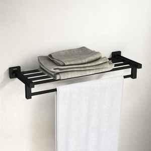 Plantex Stainless Steel 24 inch Towel Rack for Bathroom/Towel Stand/Towel Holder/Towel Bar/Bathroom Accessories, Aqua Black
