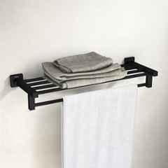 Plantex Stainless Steel 24 inch Towel Rack for Bathroom/Towel Stand/Towel Holder/Towel Bar/Bathroom Accessories, Aqua Black