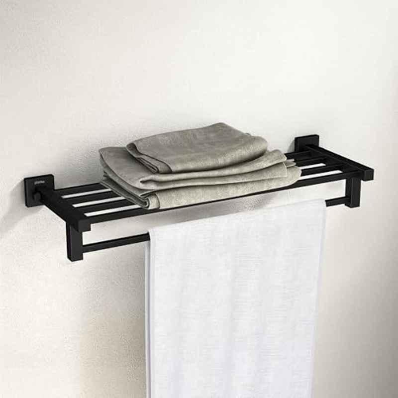 Plantex Stainless Steel 24 inch Towel Rack for Bathroom/Towel Stand/Towel Holder/Towel Bar/Bathroom Accessories, Aqua Black