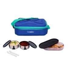 Carrolite 650ml Blue & Black Stainless Steel Lunchbox, Black_017 (Pack of 5)